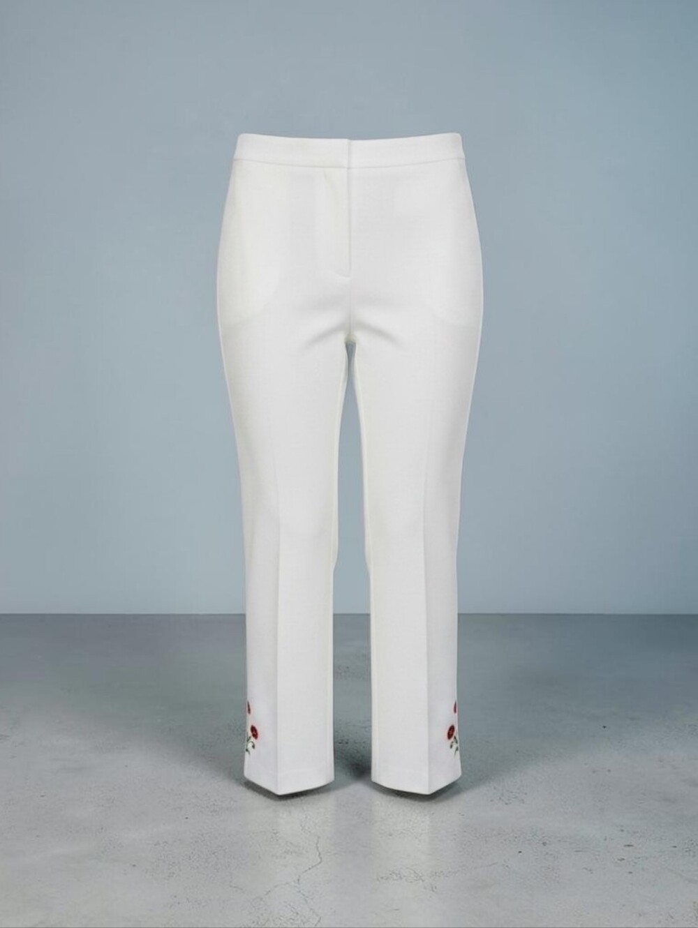 NWT Cambio Off White Pants with Floral Embroidery Size 14